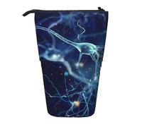 3D Brain Cell Neuron Neurology,Standing Pencil Holder Stationery Bag Pencil Pouch Organizer Telescopic Pencil Case