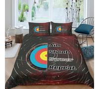 3D Breathable Microfiber Archery Target Quilt Cover All Season Bedding Sets with Matching Pillowcase Sporty Motivational Duvet Cover Set Easy Care, Washable for Kids Boys Girls Single（135x200cm）