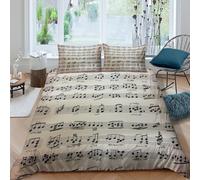 3D Breathable Microfiber Musical notation Bed Quilt Cover All Season Bedding Set w/ Pillowcase Classical sheet music Comforter Cover Easy Care Machine Washable for Home Decor Super king（260x220cm）