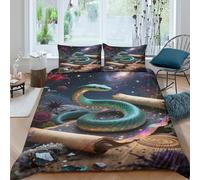 3D Breathable Microfiber mythical serpent Quilt Cover All Season Bedding Sets with Matching Pillowcase fantasy cosmic art Duvet Cover Set Easy Care for Kids Boys Girls King（220x240cm）
