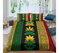 3D Breathable Microfiber Rasta leaf Quilt Cover All Season Bedding Sets with Matching Pillowcase Stylized cannabis pattern Duvet Cover Set Easy Care, Washable for Kids Boys Girls Single（140x200cm）