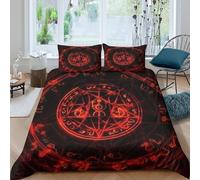 3D Breathable Microfiber Red mystical sigil Bedding Quilt Cover All Season Bedding Set w/ Pillowcase Dark occult symbol Bed Quilt Cover Easy Care Machine Washable for Home Decor Super king（260x220cm）