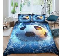 3D Breathable Microfiber Soccer ball Bed Quilt Cover All Season Bedding Set w/Pillowcase Dynamic sports art Comforter Cover Set Easy Care Machine Washable for Home Decoration Super king（260x220cm）