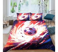 3D Breathable Microfiber SoccerBallDynamics Bedding Quilt Cover All Season Bedding Set w/ Pillowcase AbstractSportArtStyle Bed Quilt Cover Easy Care Machine Washable for Home Decor Single（135x200cm）