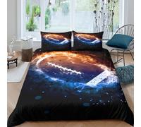3D Breathable Microfibre American football Duvet Cover All Season Bedding Sets with Pillow Cases dynamic sports art Comforter Cover Set Easy Care Machine Washable for Home Decor Single（135x200cm）