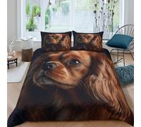 3D Breathable Microfibre Cavalier King Charles Bed Quilt Cover Soft Bedding Set w/Pillowcases Dog portrait art Comforter Cover All Season Easy Care, Washable for Boys Girls Kids King（220x240cm）