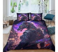 3D Breathable Microfibre cyber wolf warrior Comforter Cover All Season Bedding Sets with Pillowcases fantasy digital art Quilt Cover Easy Care for Men Women Kids Super king（260x220cm）