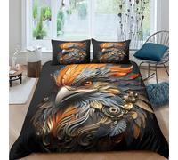3D Breathable Microfibre Eagle head art Comforter Cover All Season Bedding Sets with Pillowcases Steampunk fantasy design Quilt Cover Easy Care Machine Washable for Men Women Kids Double（200x200cm）