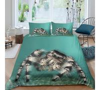 3D Breathable Microfibre Jumping spider Quilt Cover All Season Bedding Sets with Pillow Shams Wild animal photography Duvet Cover Sets Easy Care Machine Washable for Home Decor Single（135x200cm）