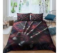 3D Breathable Microfibre Scottish Bagpipes Duvet Cover Breathable Bedding Set with Pillowcases Traditional Celtic Quilt Cover Sets All Season Machine Washable for Men Women Kids Single（135x200cm）