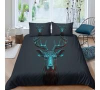 3D Breathable Microfibre Stag head art Duvet Cover Breathable Bedding Set with Pillowcases Digital geometric style Quilt Cover Sets All Season Machine Washable for Men Women Kids Double（200x200cm）