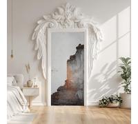 3D Brick Effect Texture Optical Illusion Door Sticker 86x200 cm, Vintage Rustic Door Wallpaper, Self-Adhesive Decals Waterproof PVC Stickers for Bedroom Office Decor