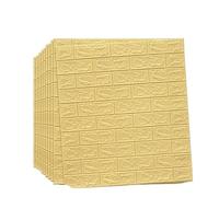 3D Brick Wallpaper,3D Wall Panels 12PCS Self Adhesive Waterproof TV Background Brick Wallpapers 3D Wall Sticker Living Room Wallpaper Mural Bedroom Decorative(Light Yellow,12pcs 70cm x38cm)