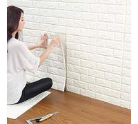 3D Brick Wallpaper, White Brick Pattern Wall Panels, Removable Peal and Stick PE Foam Wall Stickers for Living Room,Bedroom, Home Office (24PCS, White)