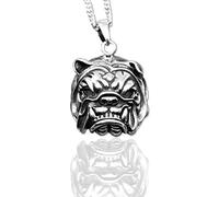 3D British Bulldog Pendant Necklace,Solid 925 Sterling Silver - KIMNKIM (No Chain (Pendant))