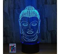 3D Buddha Night Light USB Powered Remote Control Touch Switch Decor Table 3D Lamp 7/16 Color Changing LED Table Lamp Xmas Home Love Brithday Children Kids Decor Toy Gift