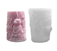3D Bunny Cylinder Resin Mould - Easter Silicone Mould | Versatile Casting Tool for Cement Plaster and Epoxy, Large Animal Shape for Pillar Candles and DIY Spring Holiday Table Party Decoration