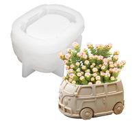 3D Bus Flower Pot Silicone Mold Flower Pot Cement Silicone Mold Container Bowl Resin Mold Retro Car Candle Holder Mold Succulent Planter Mold Jewelry Tray Mold for DIY Art Crafts