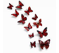 3D Butterfly 12PCS Stickers Making Stickers Wall Stickers Crafts Butterflies (Red)