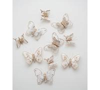 3D Butterfly Appliques for Crafts Tiny Organza Embellishments, DIY Wedding Decor, Scrapbooking, Hair Clips & Fairy Fashion Accessories 10pcs (Yellow)