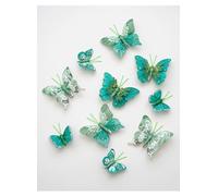 3D Butterfly Appliques for Crafts Tiny Organza Embellishments, DIY Wedding Decor, Scrapbooking, Hair Clips & Fairy Fashion Accessories 10pcs (Green)