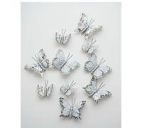 3D Butterfly Appliques for Crafts Tiny Organza Embellishments, DIY Wedding Decor, Scrapbooking, Hair Clips & Fairy Fashion Accessories 10pcs (Sliver)
