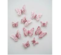 3D Butterfly Appliques for Crafts Tiny Organza Embellishments, DIY Wedding Decor, Scrapbooking, Hair Clips & Fairy Fashion Accessories 10pcs (Pink)