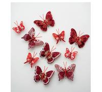 3D Butterfly Appliques for Crafts Tiny Organza Embellishments, DIY Wedding Decor, Scrapbooking, Hair Clips & Fairy Fashion Accessories 10pcs (red)