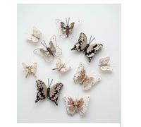 3D Butterfly Appliques for Crafts Tiny Organza Embellishments, DIY Wedding Decor, Scrapbooking, Hair Clips & Fairy Fashion Accessories 10pcs (Black)