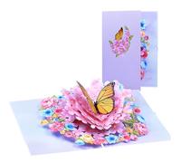 3D Butterfly Birthday Cards Mum Pop Up Birthday Greeting Card Flower Purple with Envelope and Message Card for Women Girls Anniversaries Valentine's Day Graduations Breakups