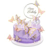 3D Butterfly Cake Topper, 23 Pcs Butterfly Cake Decorations, Mixed Size Butterfly Cupcake Toppers Cake Decorations, Butterfly Cake Topper for Birthday Wedding Party Supplies