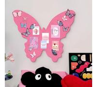 3D Butterfly Felt Bulletin Board Foldable in Corner,Decorative Corkboard Alternative,Picture Boards for Photos Vision Pinboard for Walls Home Decor (Rose Red,40×50cm)