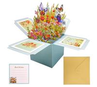 3D Butterfly Flower Card, Pop Up Thank You Card for Women with Envelope, Large Size Birthday Cards for Women, Mothers Day Cards Pop Up for Greeting, Anniversary, Valentines Day