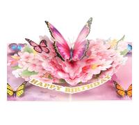 3D Butterfly Flower Cluster Birthday Card, Pop Up Birthday Card for Mom, Wife, Girlfriend, Grandmother, Sister, Daughter-in-law, Daughter, Granddaughter, Niece, Aunt