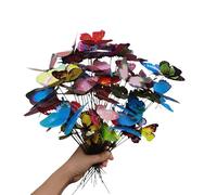 3D Butterfly Garden Stake Decor,10" PVC Butterfly Garden Decor for Outside,Shaking Head Artificial Butterflies for Bouquet Outdoor Wall Lawn Pathway Plant Pot Flower Bed Yard Decor (50, Colorful)