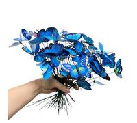 3D Butterfly Garden Stake Decor,10" PVC Butterfly Garden Decor for Outside,Shaking Head Artificial Butterflies for Bouquet Outdoor Wall Lawn Pathway Plant Pot Flower Bed Yard Decor (50, Royal Blue)