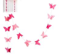 3D Butterfly Garland Decorations, Multifunctional 8.9ft Pink Butterfly Hanging Garland/Banner Decorations,Lovely Paper Butterfly for Wedding, Birthday, Party Supplies#Pink