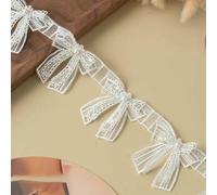 3D Butterfly Lace Trim Fabric Rhinestone Sewing Accessories for Wedding Dress Clothing DIY Crafts Supplies Flower Decor Ribbon-6cm Wide_b-1Meter