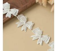 3D Butterfly Lace Trim Fabric Rhinestone Sewing Accessories for Wedding Dress Clothing DIY Crafts Supplies Flower Decor Ribbon-5cm Wide-1Meter
