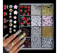 3D Butterfly Nails Art with Strawberry Heart Patterns 12 Mix Styles for Wedding Party Mixed Heart Decorations