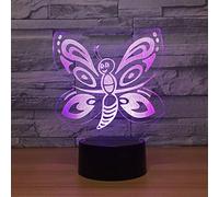 3D Butterfly Night Light USB Touch Switch Decor Table Desk Optical Illusion Lamps 7 Color Changing Lights LED Table Lamp Xmas Home Love Brithday Children Kids Decor Toy Gift