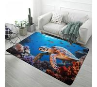 3D Butterfly Print Cute Unicorn Rug, Girl's Bedroom Non-slip Rug, Living Room Large Carpet, Cartoon Sea Turtle Lion Tiger Decorative Carpet, Kitchen Flannel Floor Mat (Color 1,45x120 cm)
