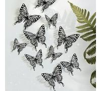 3D Butterfly Stickers, CAYUDEN 24pcs Removable Black Paper Butterfly Wall Decor Stickers 3 Kinds of Sizes DIY Butterfly Stickers Decor for Room, Door, Window, Wedding, Cake, Party Decoration(Black)