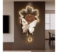 3D Butterfly Wall Art Decor Clock With LED Light, Modern Romantic Hanging Clock, Silent Quartz Decorative Wall Art, Battery Operated With Plug-in Ambient Lighting, For Living Room Bedroom Ho