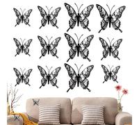 3D Butterfly Wall Decor - Skeleton Flower Wall Decor | 3D Window Butterfly Decals Halloween Decoration for Living Room Workplace Daily Wedding Dorm Bedroom Furniture Classroom
