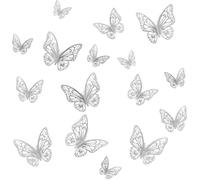 3D Butterfly Wall Stickers 24 PCS Removable Decorative Elements for Home in Silver and Rose Gold. Ideal for Room Decor,Birthday Celebrations, and Wedding Decorations. Add a Touch of Elegance and Charm