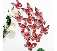 3D Butterfly Wall Stickers Made from Plastic Film, Resistant to Outdoor Conditions, Suitable for Decorating Garden, Balcony, Wedding Room, and Home (Red)