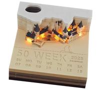 3D Calendar 2025 Memo Pad 3D Magic Castle Weekly Calendar Notepad with Light, Creative Desk Calendar DIY Paper Carving Art Craft for School Home Office