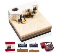 3D Calendar 2026, 3D Calendar Tear Off 2026 with Light and Pen Holder, Magic Castle 3D Notepad, Creative 3D Notepad with Crystal Clear Display Box, 3D DIY Desktop Ornament