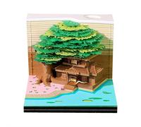 3D Calendar 2026,3D Fantasy Tree Memo Pad Creative Desk Calendar,Time Piece C alendar 2026,Paper Sculpture Tree House Ca-lendar with Weekly & LED Lights,DIY Paper Carving Gift